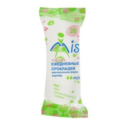 Прокладки женские ежедневные Mis софт аэрлайд анатомической формы тонкие 1 мм 2 капли 20 шт.