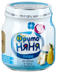 Пюре Фрутоняня яблоко груша творог с 6 мес 112 г