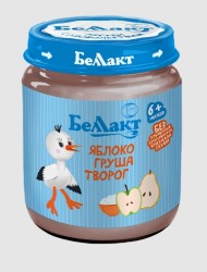 Пюре Беллакт яблоко груша творог без сахара с 6 мес 100 г