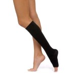 Чулок компрессионный кругловязаный, р. 3 ЧККВ ЦК до колена 2 класс компрессии с открытым мыском черный