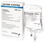 Натрия хлорид, раствор для инфузий 0.9% 200 мл 1 шт контейнеры