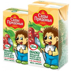 Пюре Сады Придонья яблоко вишня без сахара с 5 мес 125 г