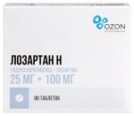 Лозартан Н, таблетки покрытые пленочной оболочкой 25 мг+100 мг 90 шт